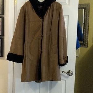 Faux fur lined winter coat